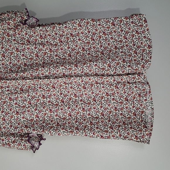 Kookai NWOT Ditsy Floral Ruffle Blouse 6 / 8 (38) Purple Ivory Short Sleeve - Picture 3 of 16